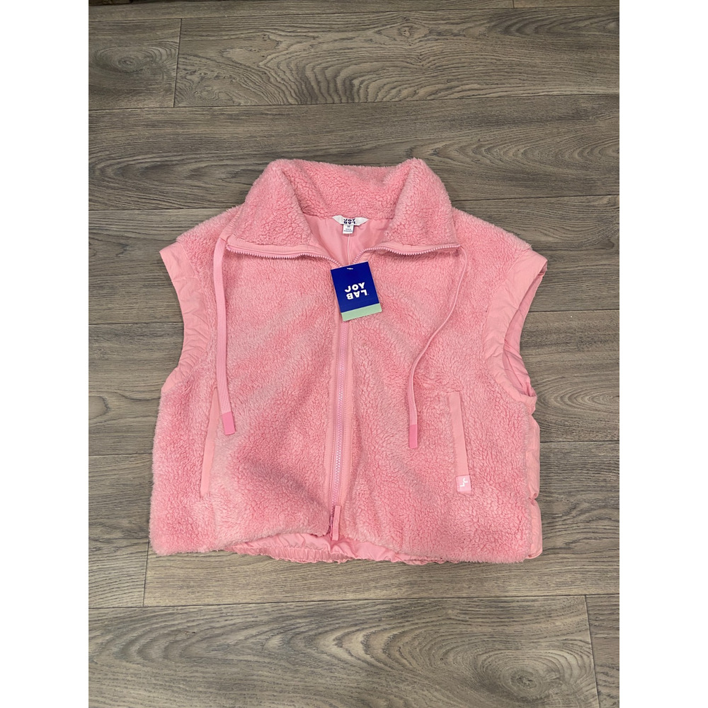 JoyLab Vest Women's Medium Pink Fuzzy High Pile & Puffer Mix Vest, NWT